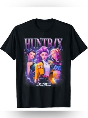 Women’s KPOP Demon Hunters HUNTR/X Graphic T-Shirt Black Size Small